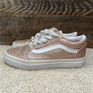 Vans Old Skool Glitter Sneakers Shoes  - Pink - Girl Size 2